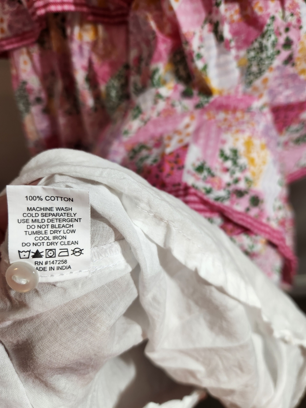 Simply Southern Patchwork Maxi Dress Cottagecore Long Sleeve Pink  Tiered Ruffle - Picture 5 of 8